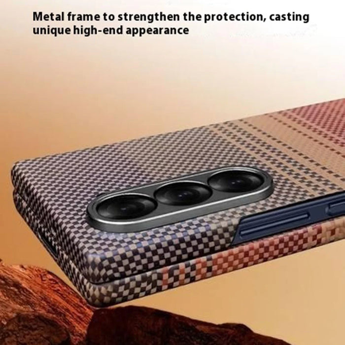 For Samsung Galaxy Z Fold6 5G Magnetic Case Precise Cutouts Gradient Aramid Fiber Phone Cover with Metal Lens Frame - Sunset Yellow - 5
