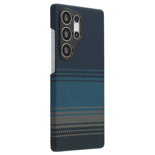 For Samsung Galaxy S25 Ultra Magnetic Case Precise Cutouts Gradient Aramid Fiber Phone Cover with Metal Lens Frame - Blue Floating Weave - 1