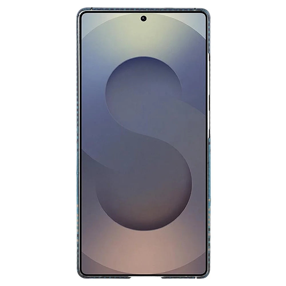 For Samsung Galaxy S25 Ultra Magnetic Case Precise Cutouts Gradient Aramid Fiber Phone Cover with Metal Lens Frame - Blue Floating Weave - 2