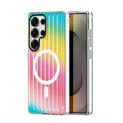 DUX DUCIS For Samsung Galaxy S25 Ultra Case  Zest Series Magnetic Case Gradient TPU + PET Phone Cover - Gradient Rainbow - 1