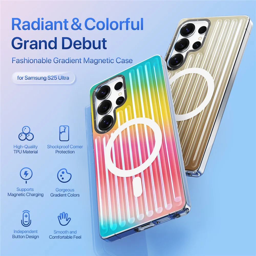 DUX DUCIS For Samsung Galaxy S25 Ultra Case  Zest Series Magnetic Case Gradient TPU + PET Phone Cover - Gradient Rainbow - 4