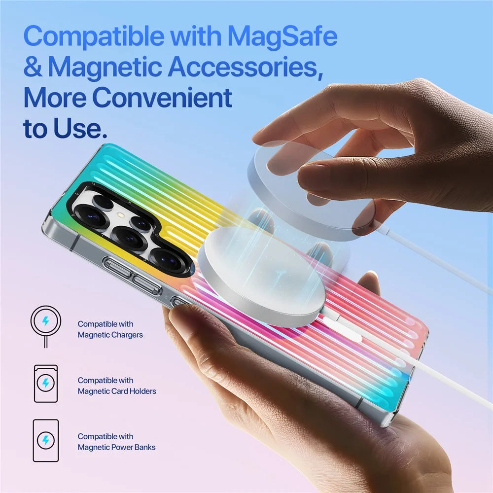 DUX DUCIS For Samsung Galaxy S25 Ultra Case  Zest Series Magnetic Case Gradient TPU + PET Phone Cover - Gradient Rainbow - 5