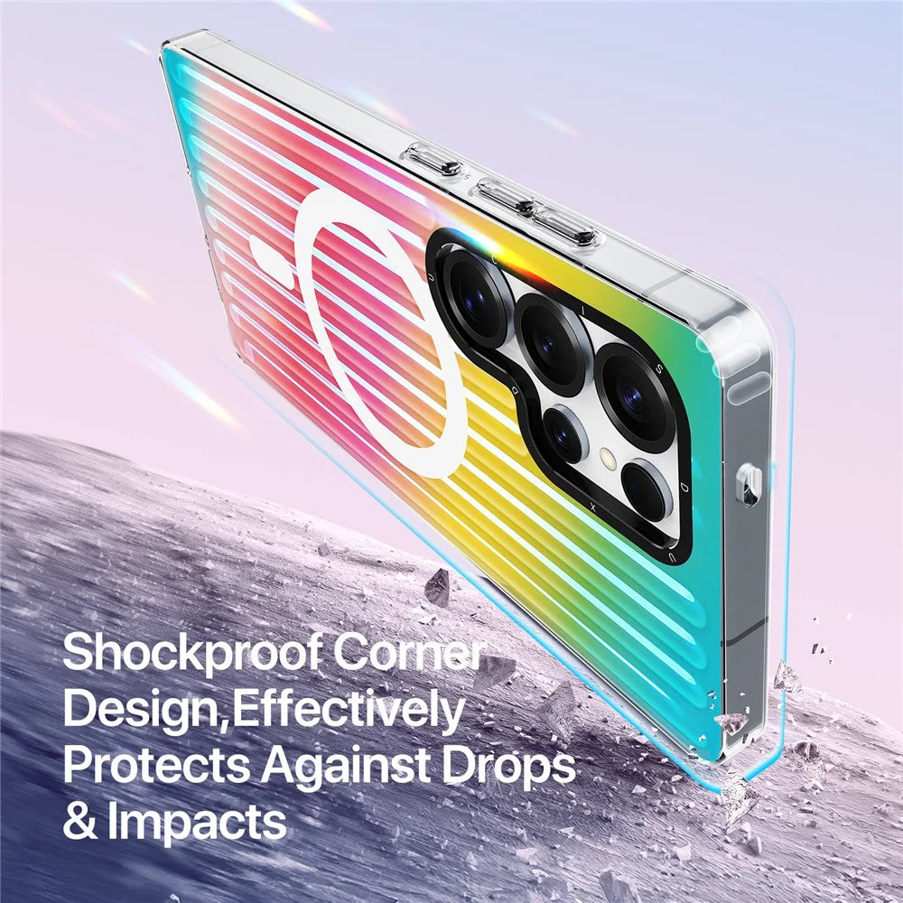 DUX DUCIS For Samsung Galaxy S25 Ultra Case  Zest Series Magnetic Case Gradient TPU + PET Phone Cover - Gradient Rainbow - 6