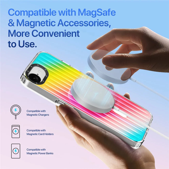 DUX DUCIS For iPhone 17e / 16e Case  Zest Series Compatible with MagSafe Gradient TPU + PET Phone Cover - Gradient Rainbow - 5
