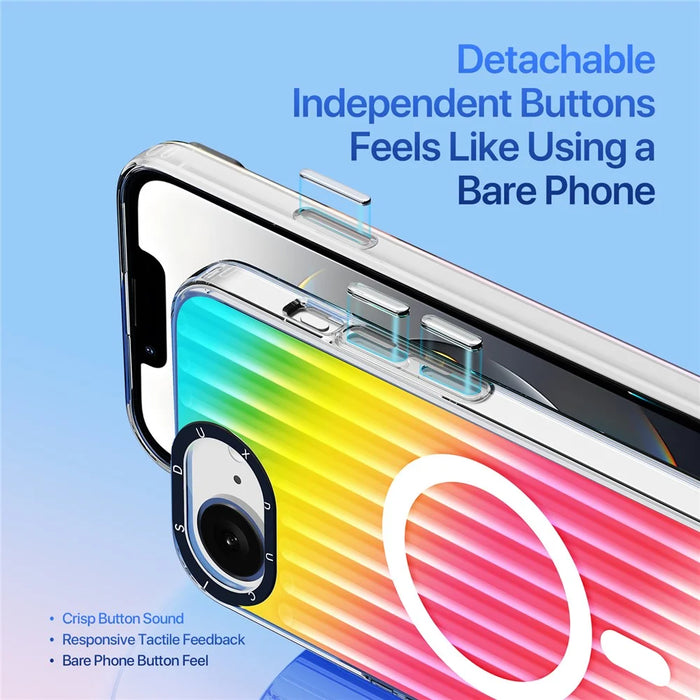 DUX DUCIS For iPhone 17e / 16e Case  Zest Series Compatible with MagSafe Gradient TPU + PET Phone Cover - Gradient Rainbow - 7