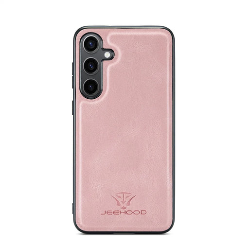 JEEHOOD For Samsung Galaxy S25 Case  J01 Retro Leather Phone Back Cover with Detachable Magnetic Card Holder - Pink - 2
