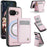 JEEHOOD For Google Pixel 9a Leather Back Cover Magnetic Case  J06 Phone Case with Card Bag RFID Blocking - Pink - 1