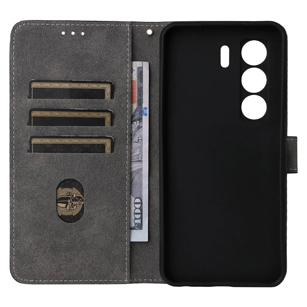 For itel Power 70 4G Case Wallet RFID Blocking PU Leather Cover Stand with Strap - Black - 3