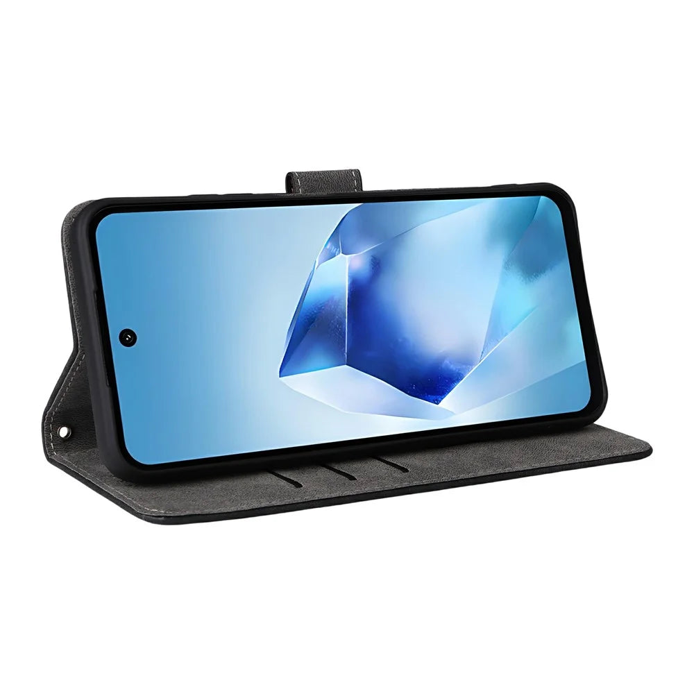 For itel Power 70 4G Case Wallet RFID Blocking PU Leather Cover Stand with Strap - Black - 4