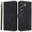 For TECNO Camon 40 4G CM5 Case Wallet RFID Blocking PU Leather Cover Stand with Strap - Black - 1