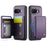 JEEHOOD For Google Pixel 9a Case  J05 Leather Mobile Cover with Detachable Magnetic Card Bag - Purple - 2