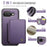JEEHOOD For Google Pixel 9a Case  J05 Leather Mobile Cover with Detachable Magnetic Card Bag - Purple - 4