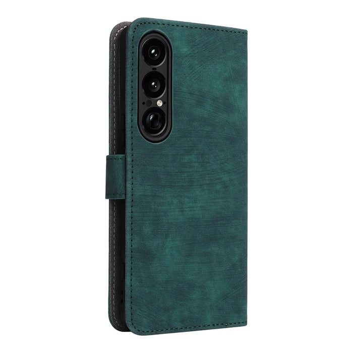 For Sony Xperia 1 VII Case Wallet RFID Blocking PU Leather Cover Stand with Strap - Green - 7