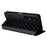 For Sony Xperia 1 VII Case Wallet Rhombus Imprinted Leather Phone Cover - Black - 4
