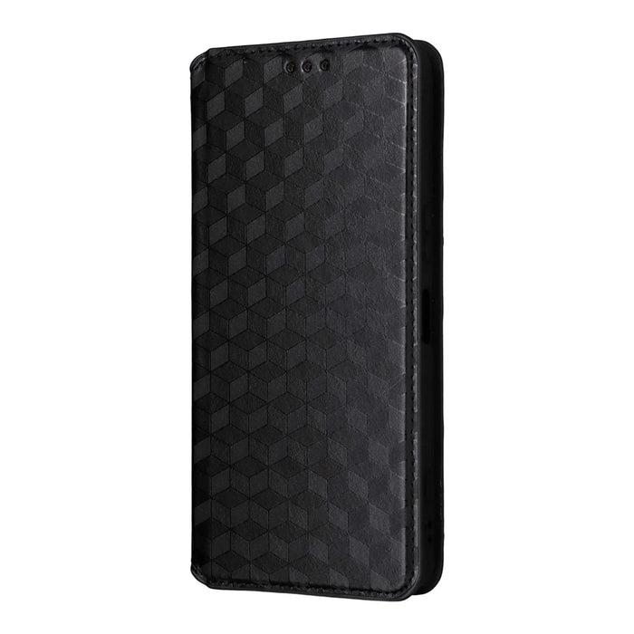 For Sony Xperia 1 VII Case Wallet Rhombus Imprinted Leather Phone Cover - Black - 5
