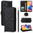 For TCL 60R 5G  /  60 5G Wallet Case with Shoulder  /  Wrist Strap Leather Phone Cover Stand - Black - 1