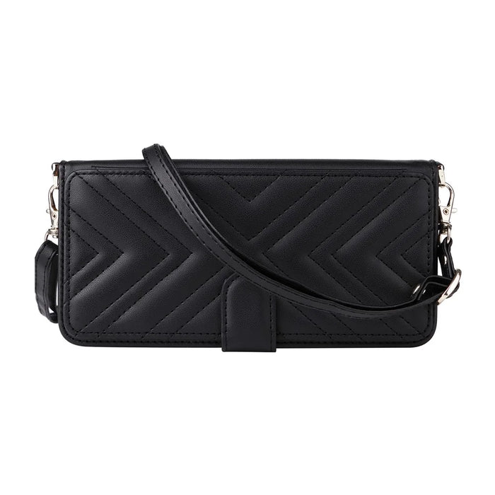 For TCL 60R 5G  /  60 5G Wallet Case with Shoulder  /  Wrist Strap Leather Phone Cover Stand - Black - 7