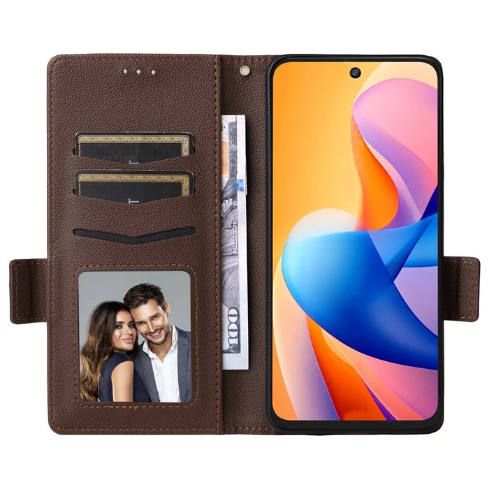 For TCL 60R 5G  /  60 5G Case with Wrist Strap Litchi Texture PU Leather Wallet Phone Cover - Brown - 2