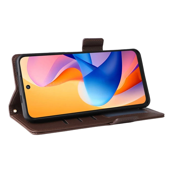 For TCL 60R 5G  /  60 5G Case with Wrist Strap Litchi Texture PU Leather Wallet Phone Cover - Brown - 4