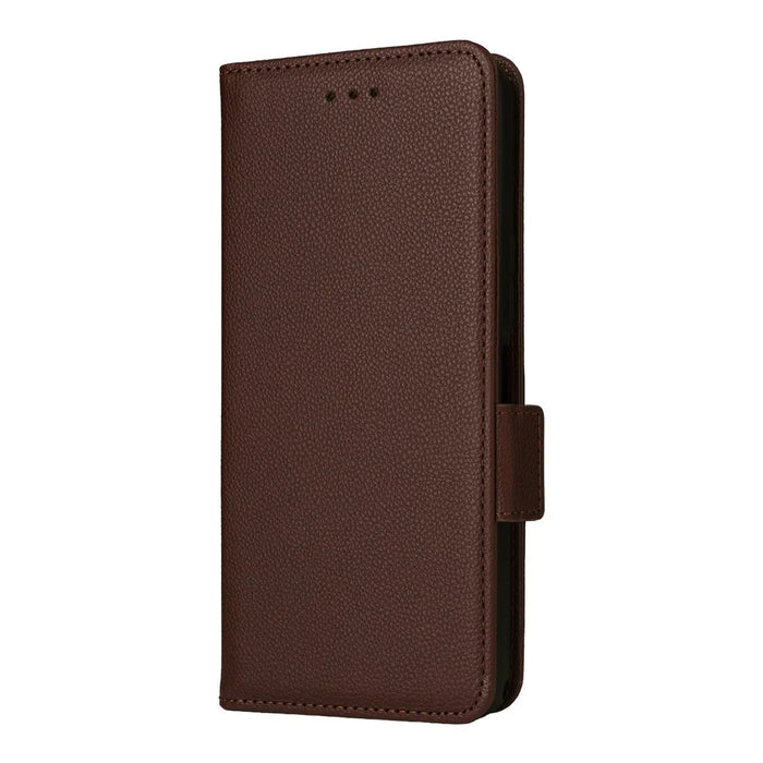 For TCL 60R 5G  /  60 5G Case with Wrist Strap Litchi Texture PU Leather Wallet Phone Cover - Brown - 7