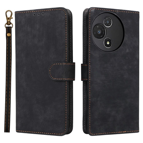 For TCL 60R 5G  /  60 5G Case Wallet RFID Blocking PU Leather Cover Stand with Strap - Black - 1