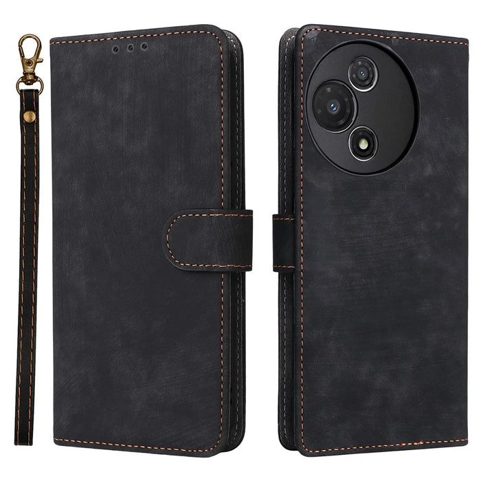 For TCL 60R 5G  /  60 5G Case Wallet RFID Blocking PU Leather Cover Stand with Strap - Black - 1