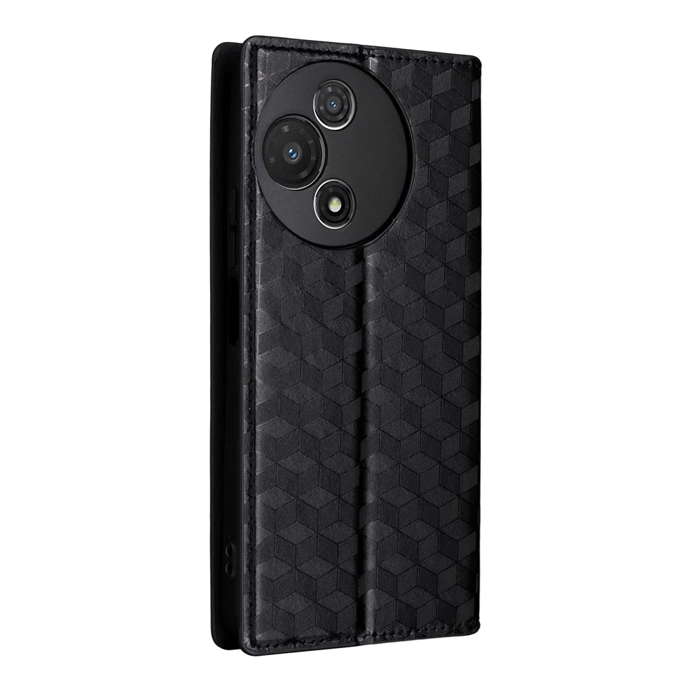 For TCL 60R 5G  /  60 5G Case Wallet Rhombus Imprinted Leather Phone Cover - Black - 6