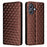 For Ulefone Note 21 Case Wallet Rhombus Imprinted Leather Phone Cover - Brown - 1