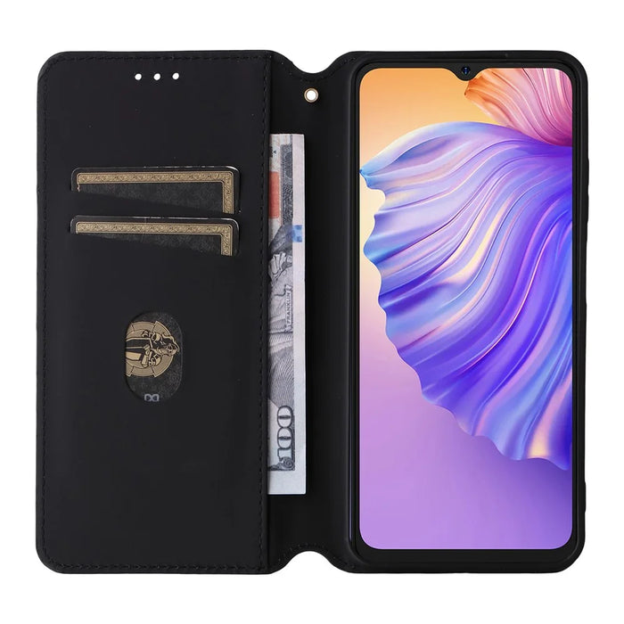 For Ulefone Note 21 Case Wallet Rhombus Imprinted Leather Phone Cover - Brown - 2