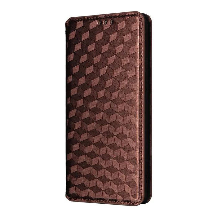 For Ulefone Note 21 Case Wallet Rhombus Imprinted Leather Phone Cover - Brown - 5