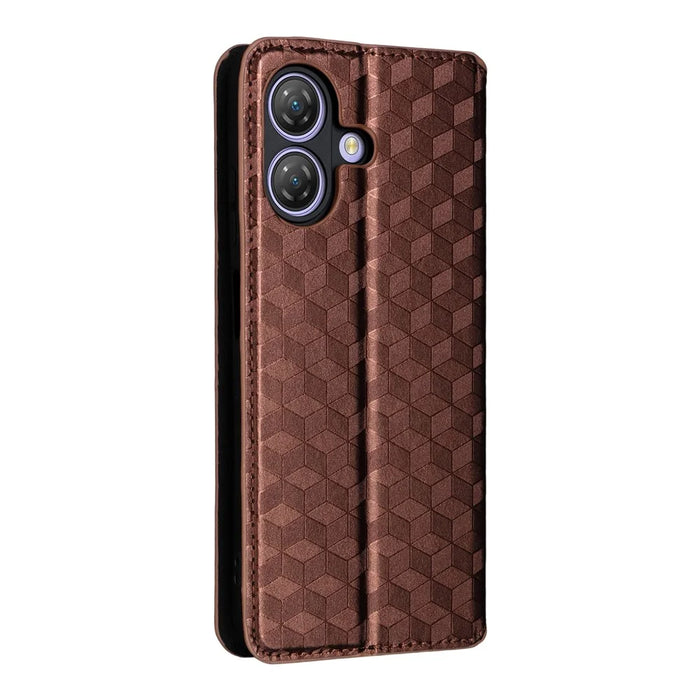 For Ulefone Note 21 Case Wallet Rhombus Imprinted Leather Phone Cover - Brown - 6