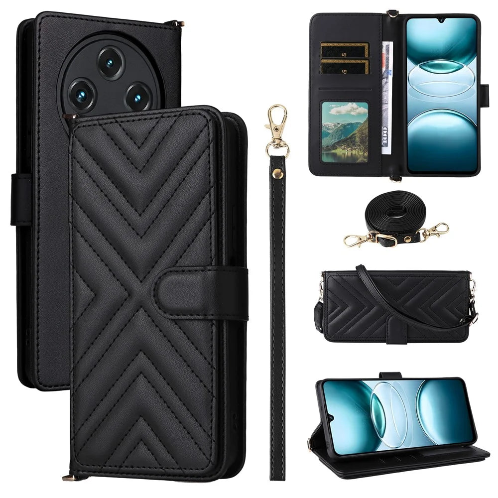Stand Wallet Case with Shoulder  /  Wrist Strap For Umidigi G100A  /  G100 5G  /  G100 Leather Phone Cover - Black - 1