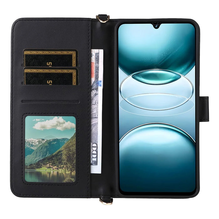 Stand Wallet Case with Shoulder  /  Wrist Strap For Umidigi G100A  /  G100 5G  /  G100 Leather Phone Cover - Black - 2
