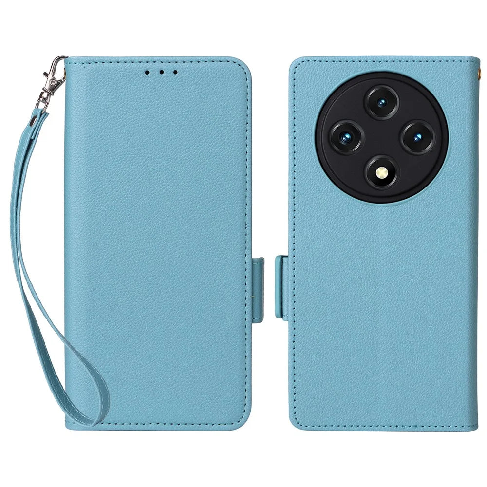 PU Leather Case with Wrist Strap For Umidigi G100A  /  G100 5G  /  G100 Litchi Texture Wallet Phone Cover - Baby Blue - 1