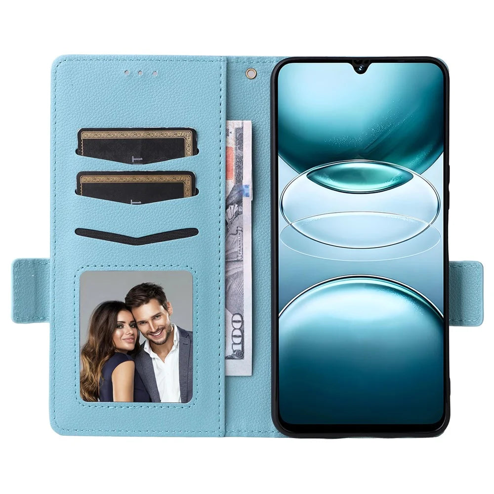 PU Leather Case with Wrist Strap For Umidigi G100A  /  G100 5G  /  G100 Litchi Texture Wallet Phone Cover - Baby Blue - 2