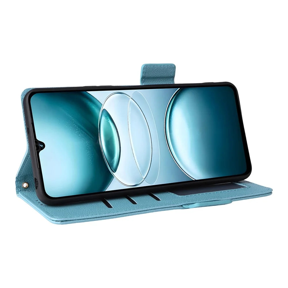 PU Leather Case with Wrist Strap For Umidigi G100A  /  G100 5G  /  G100 Litchi Texture Wallet Phone Cover - Baby Blue - 4