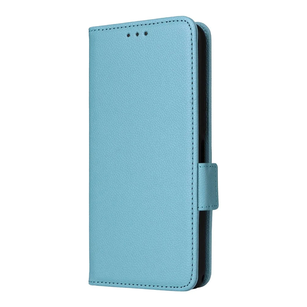 PU Leather Case with Wrist Strap For Umidigi G100A  /  G100 5G  /  G100 Litchi Texture Wallet Phone Cover - Baby Blue - 7
