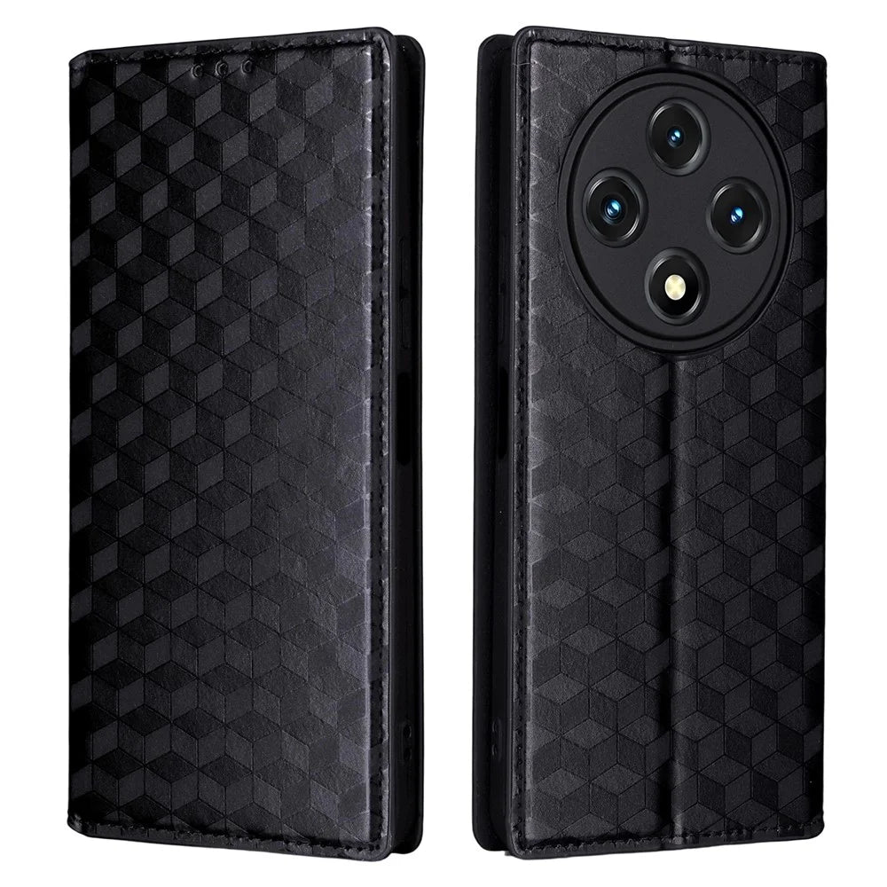 Leather Case For Umidigi G100A  /  G100 5G  /  G100 Wallet Rhombus Imprinted Phone Cover - Black - 1