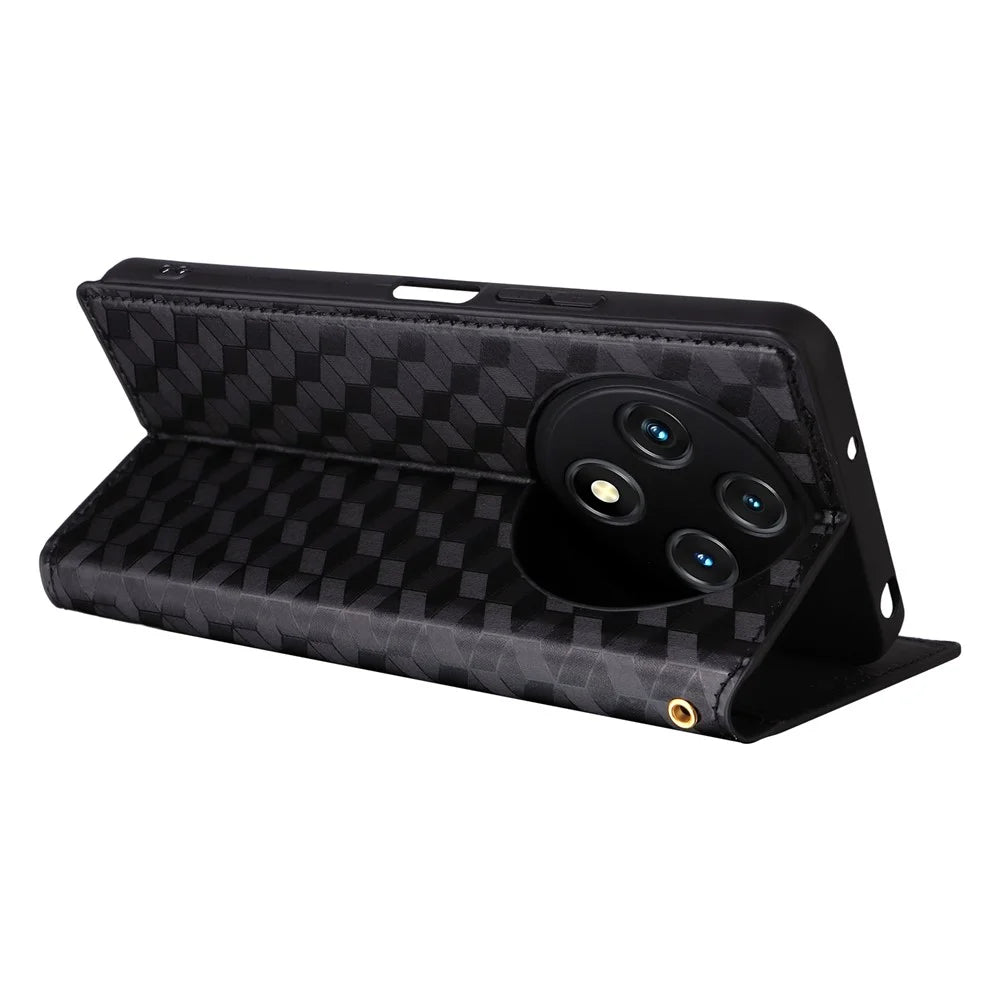 Leather Case For Umidigi G100A  /  G100 5G  /  G100 Wallet Rhombus Imprinted Phone Cover - Black - 4