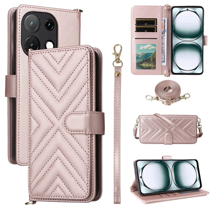 Stand Wallet Case with Shoulder  /  Wrist Strap For Umidigi Note 100A  /  Note 100 5G  /  Note 100 Leather Phone Cover - Pink - 1