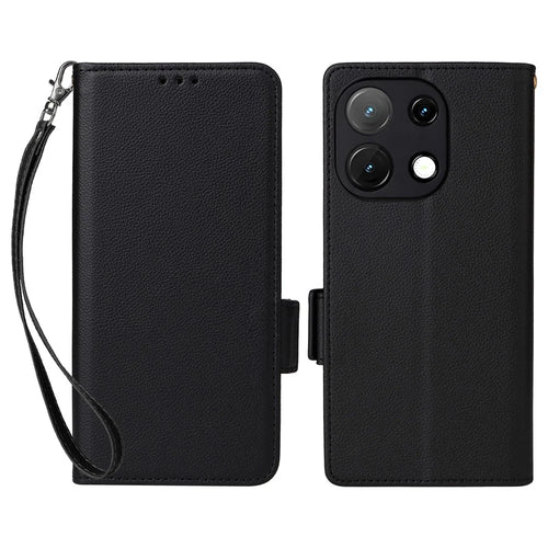 PU Leather Case with Wrist Strap For Umidigi Note 100A  /  Note 100 5G  /  Note 100 Litchi Texture Wallet Phone Cover - Black - 1