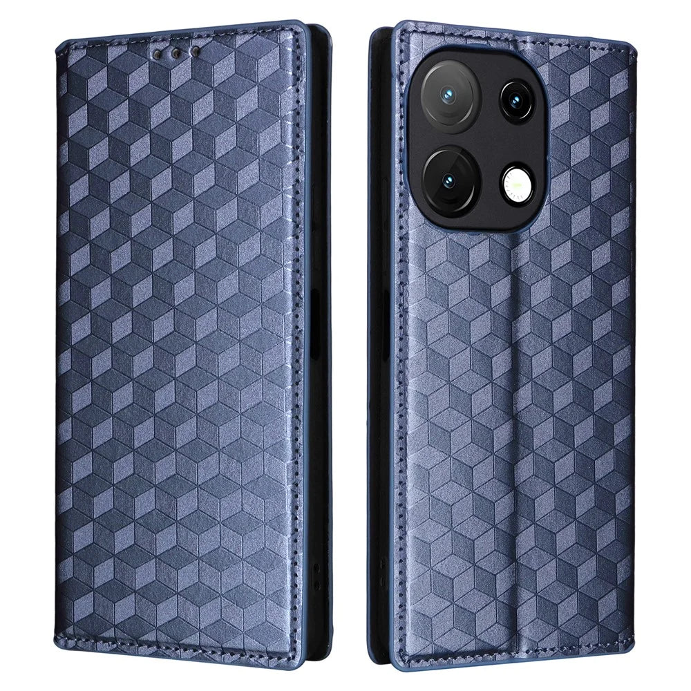 Leather Case For Umidigi Note 100A  /  Note 100 5G  /  Note 100 Wallet Rhombus Imprinted Phone Cover - Blue - 1