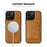 For iPhone 16 Pro Max Case Compatible with MagSafe Leather Back Phone Cover - Brown - 3