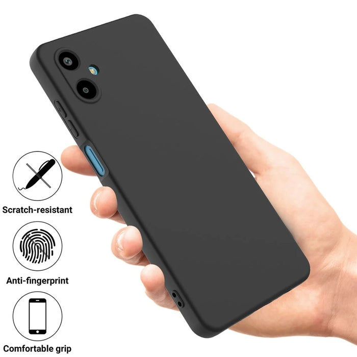 For Samsung Galaxy F06 5G / Galaxy M06 5G Liquid Silicone Case Phone Back Cover with Hand Strap - Black - 2