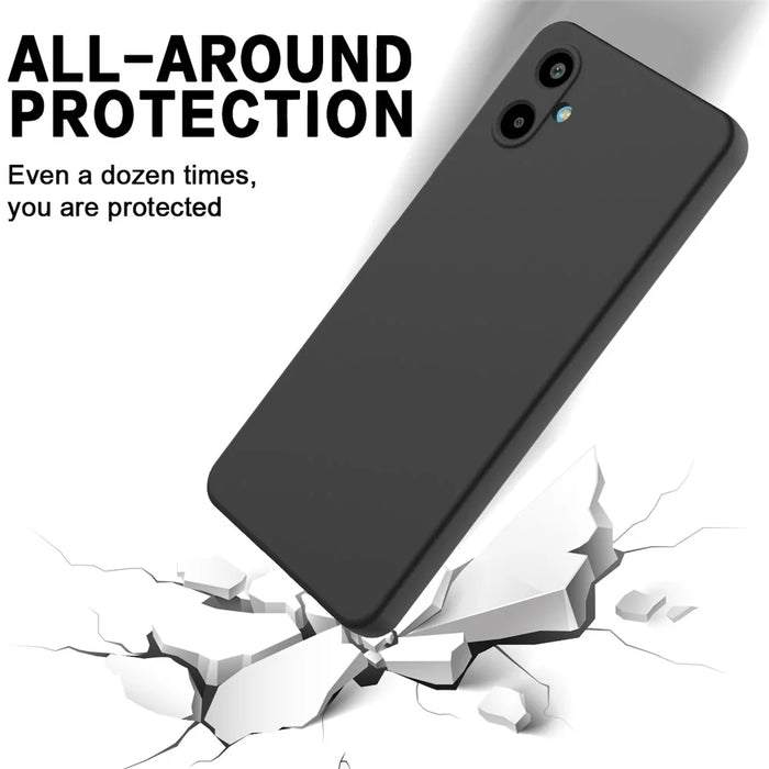 For Samsung Galaxy F06 5G / Galaxy M06 5G Liquid Silicone Case Phone Back Cover with Hand Strap - Black - 5