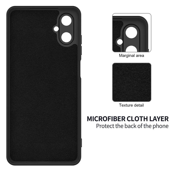 For Samsung Galaxy F06 5G / Galaxy M06 5G Liquid Silicone Case Phone Back Cover with Hand Strap - Black - 6