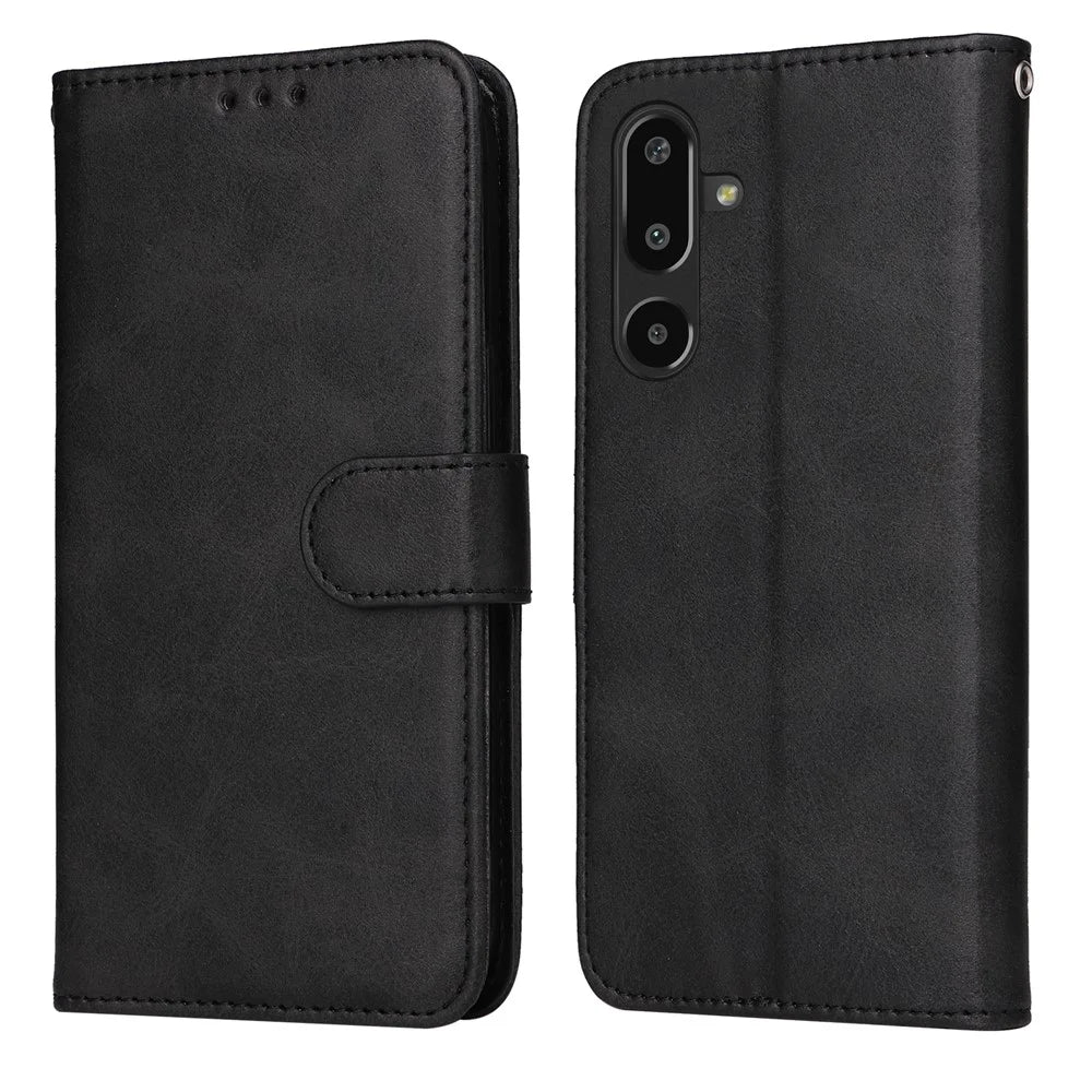 For Samsung Galaxy F16 5G / Galaxy M16 5G Case Wallet PU Leather Folio Flip Phone Cover - Black - 1