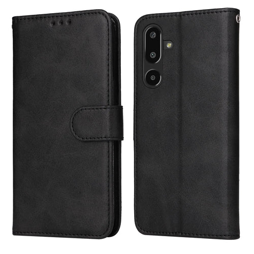 For Samsung Galaxy F16 5G / Galaxy M16 5G Case Wallet PU Leather Folio Flip Phone Cover - Black - 1