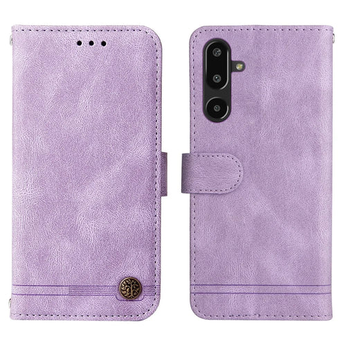 For Samsung Galaxy F16 5G / Galaxy M16 5G Leather Wallet Cases Skin Touch Phone Cover Stand with Strap - Purple - 1