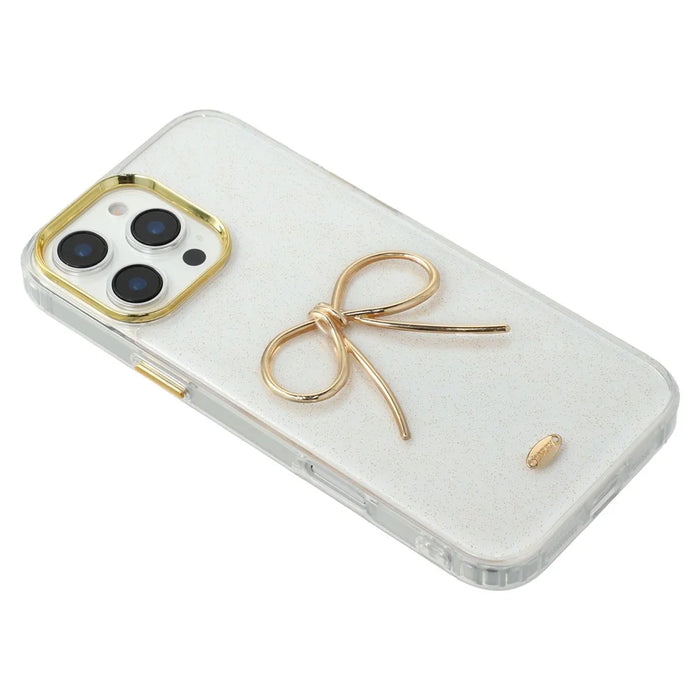 For iPhone 16 Pro Max Case Gold Bow Epoxy Design TPU + PC Phone Back Cover - 5
